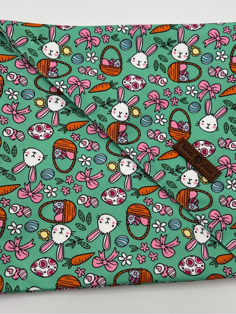 Easter Bunny Print Bandana Dog Scarf - Pink & Mint New size Large